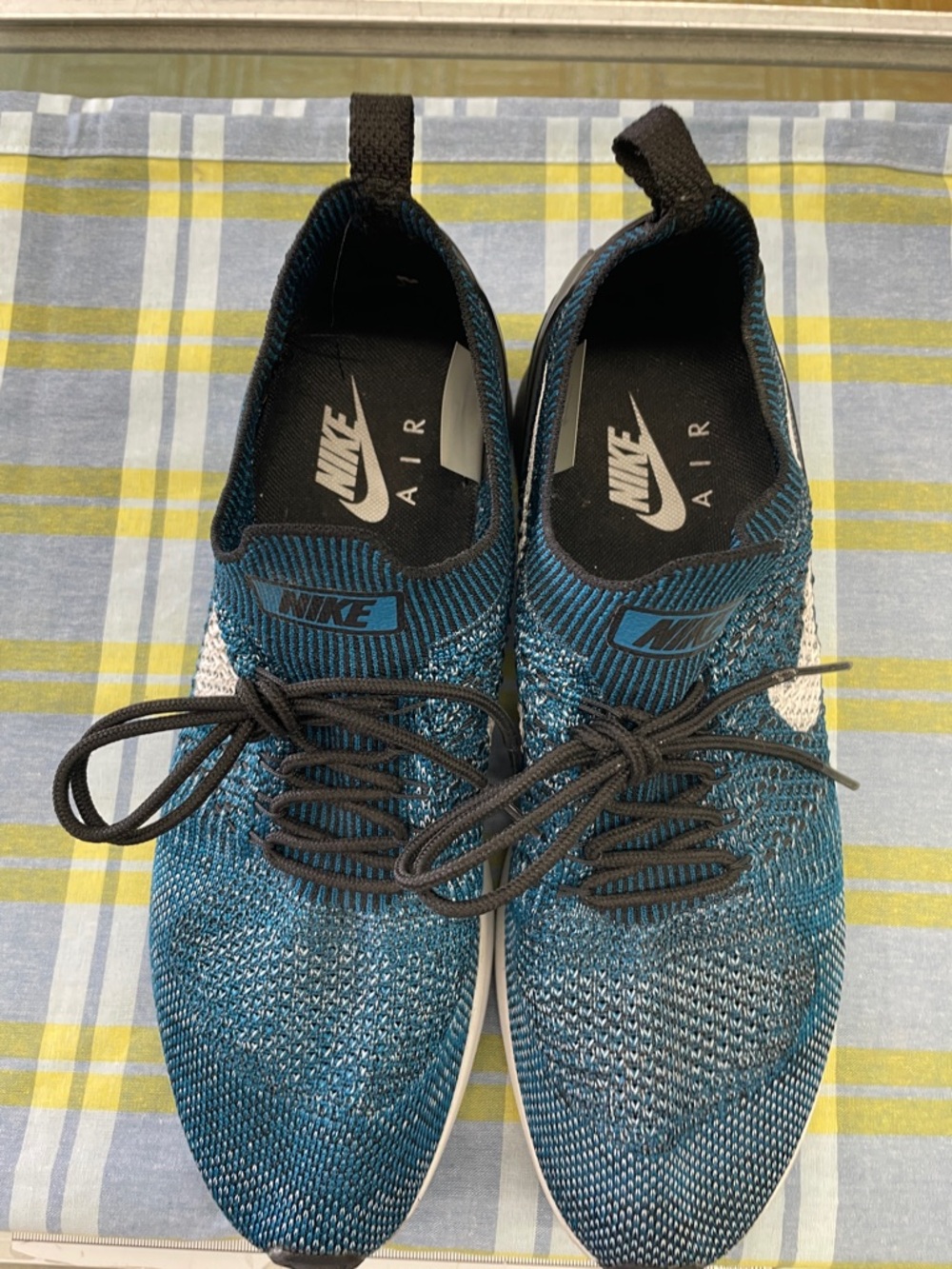 Nike Men’s Teal and Black Flyknit Athletic Shoes